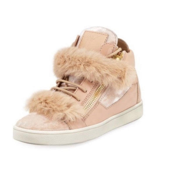 Giuseppe Zanotti Shoes - Brand New Giuseppe Pink Sneaker with Fur trim sz 39 Euro